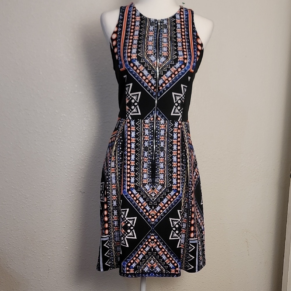 Mossimo Supply Co. Geometric Black and Blue Mini Dress